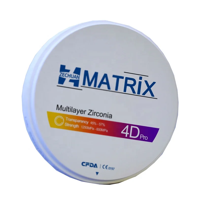 ZECHUAN MATRIX 4D Pro Multilayer Zirconia Blocks Dental Lab Materia 98mm CAD/CAM Roland Milling Machine