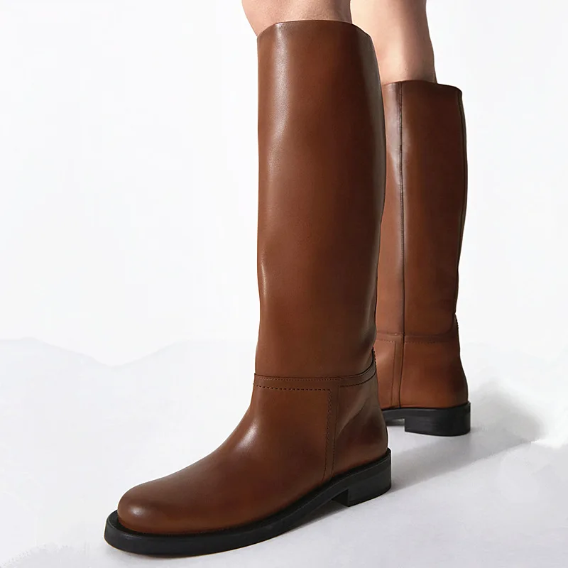 Fashion autumn and winter boots thick legged Knight boots high tube Vintage Brown Boots