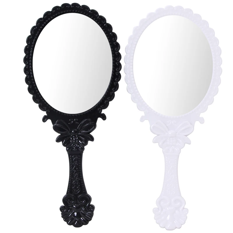 Logo Customized Provide Plastic Handle Dressing Style Tool Cosmetic Mirror for women
