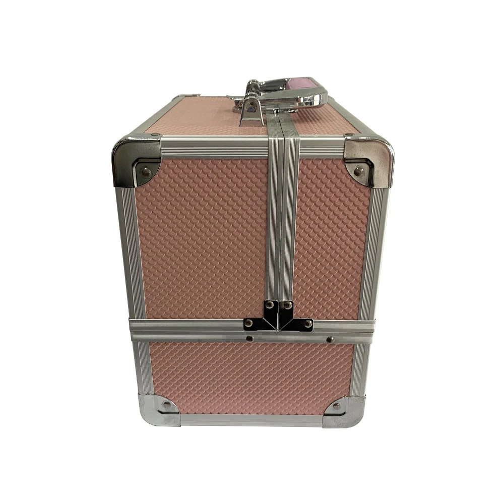 Makeup Train Case Portable Cosmetic Box Lockable with Keys and Mirror 3-Tier Trays Carrying with Handle Makeup Storage Box