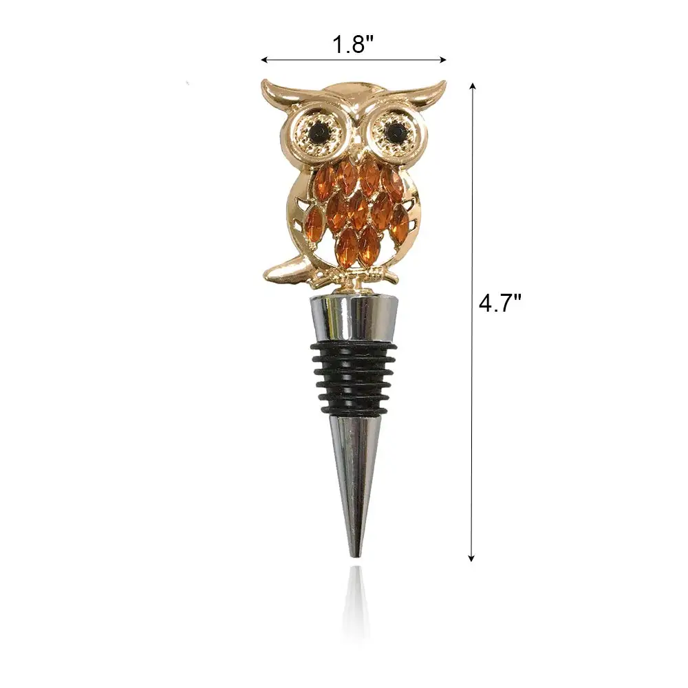 Cute Wine Stopper Decorations Reusable Owl Wine Stoppers Metal Zinc Alloy Golden Wine Bottle Stopper Custom
