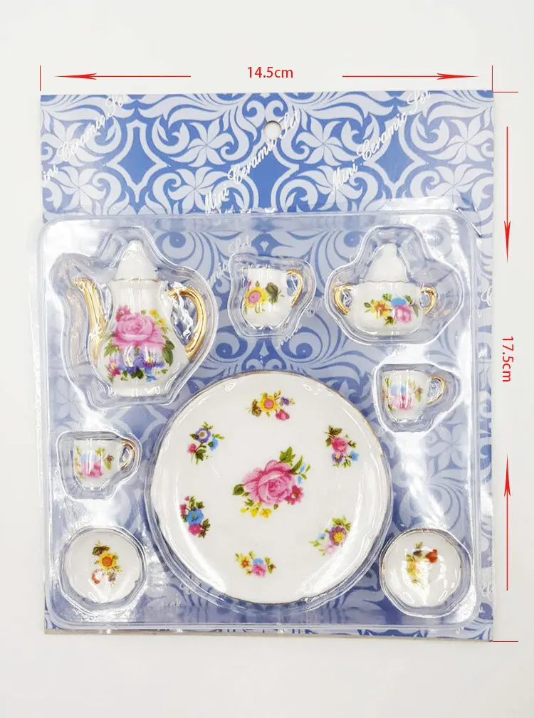 Mini Ceramic Tea Set 1:12 Doll House Accessories Diy Handmade Doll House Kitchen Restaurant Ceramic Ornaments Ob11 Life Scene
