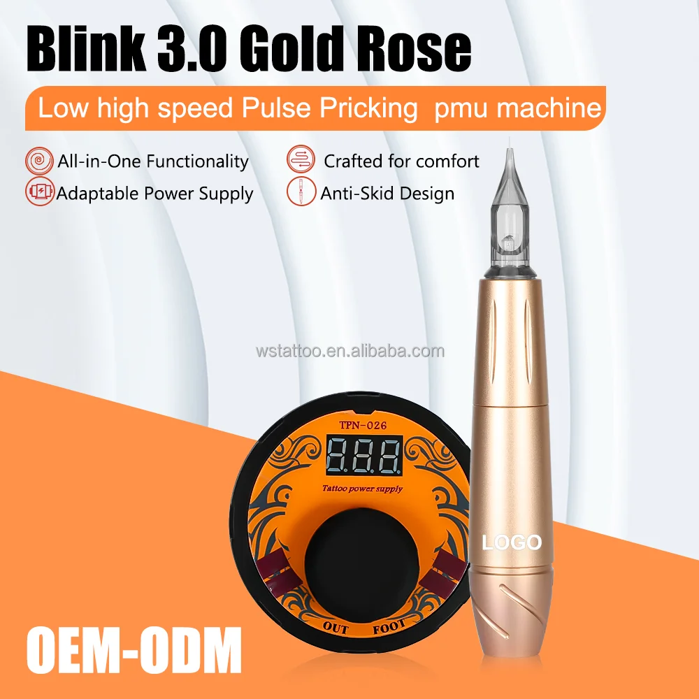 Wenshen Manufacture Cutting Edge Design YD Blink Gold Rose permanent makeuptattoo pen machine For PMU artist