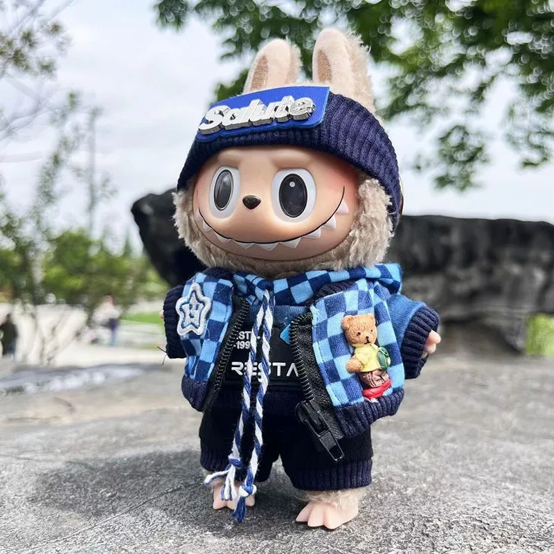 Cute Dress Outfit Clothes only 17cm Labubu Chill Toy Cloth labubu macaron Shirt Set Stuffed Plush Toys labubu suit only cloth