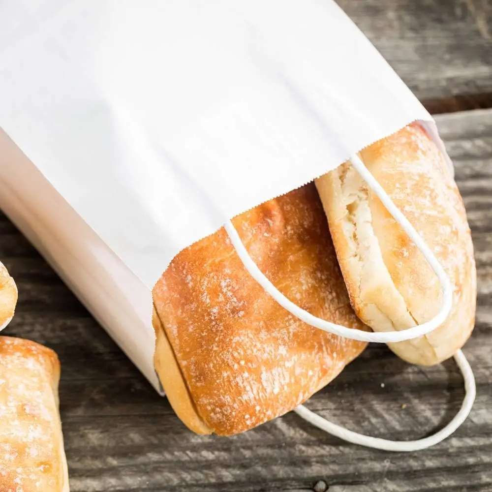 Reusable packaging Take away custom wholesale white Kraft paper Bread Coffee shop Snacks Cookie bag