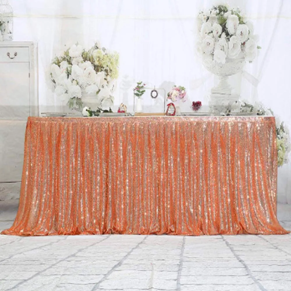 Wholesale Wedding Christmas Decoration Glitter Table Skirt Rectangle Sequin for Party