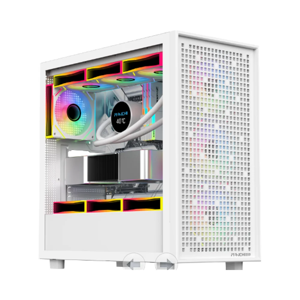 Mid Tower Desktop Circular Panoramic Tempered Glass PC Casing CPU Cabinet MATX Cooling Gaming Computer Case