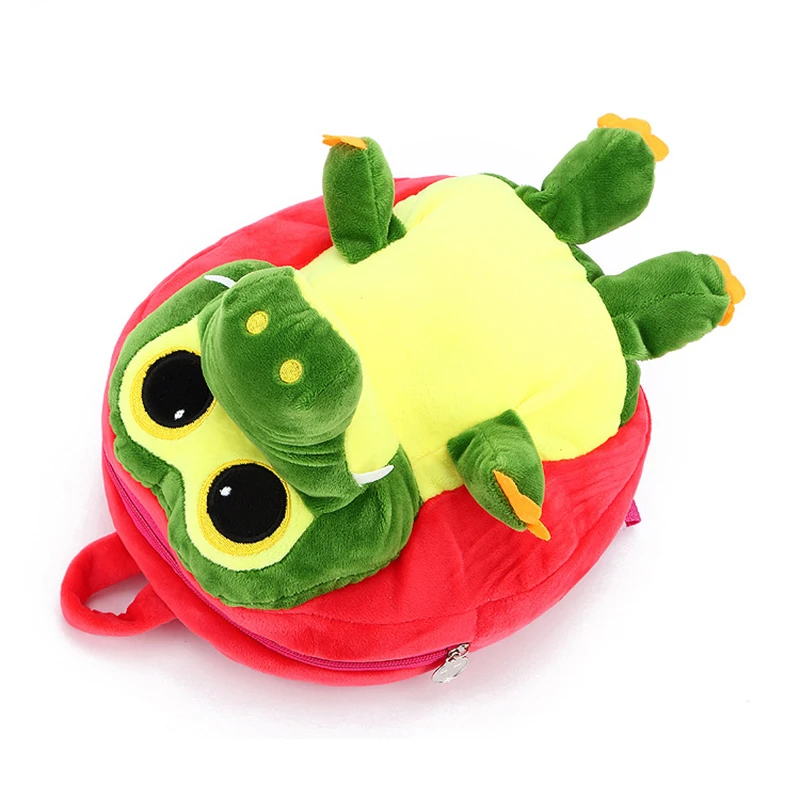 2022 winter soft polyester lightweight plush crocodile cheap children kids backpack school bags for boys