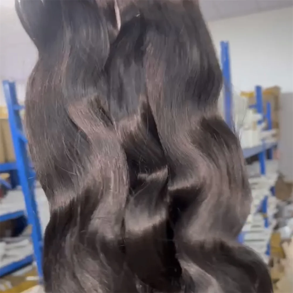 Wholesale Indian Body Wave Human Hair Raw Hair Weave Bundles  Natural Black Body Wave Bundles