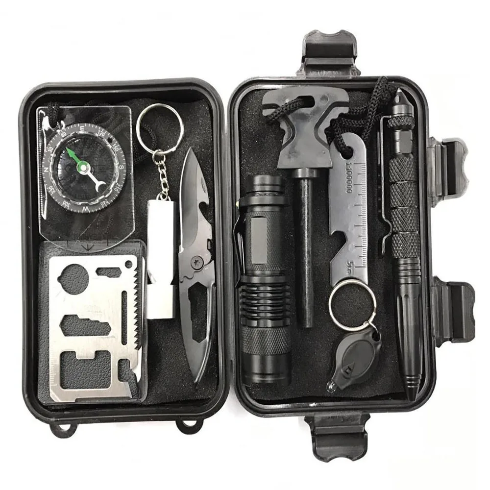 Survival Gear, 9 in 1 Emergency first aid Survival Kit, Professional Tactical Tool with Bracelets Backpack.