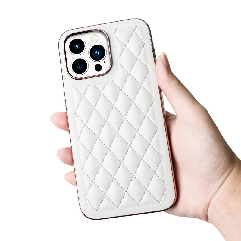 2022 Luxury Colorful PU Leather Precise Metal Camera Women Man Phone Case for Phone 14  13 Pro Max