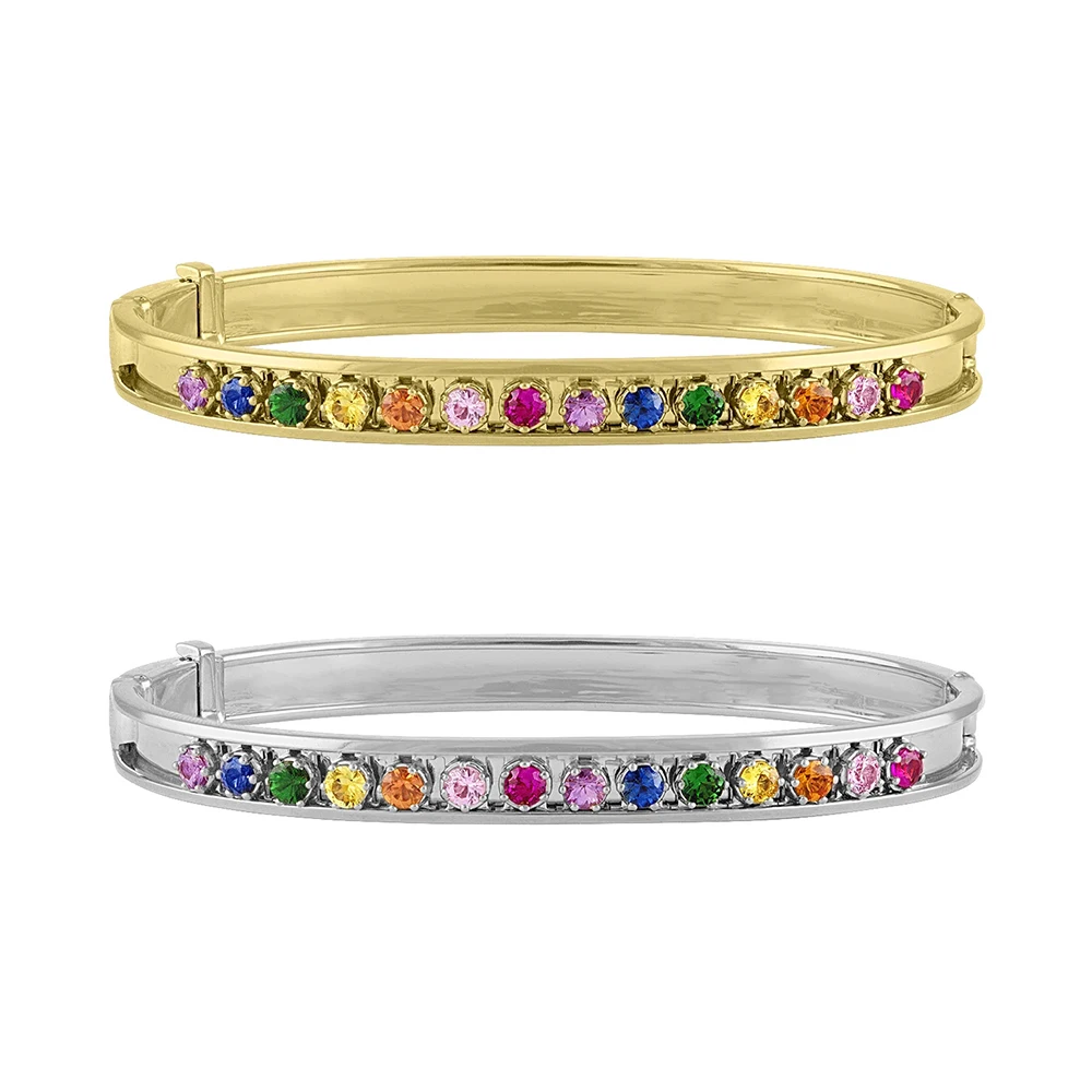 
Slider Birthstone Bangle Customized Name Stainless Steel Letter Heart Star Symbol Charm Sliding DIY Bracelet Geometric Jeweley 