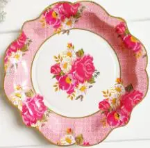 12 шт. 22 см бумажные тарелки для садовых чайных вечеринок, тарелки для столов в цветочном стиле SD273