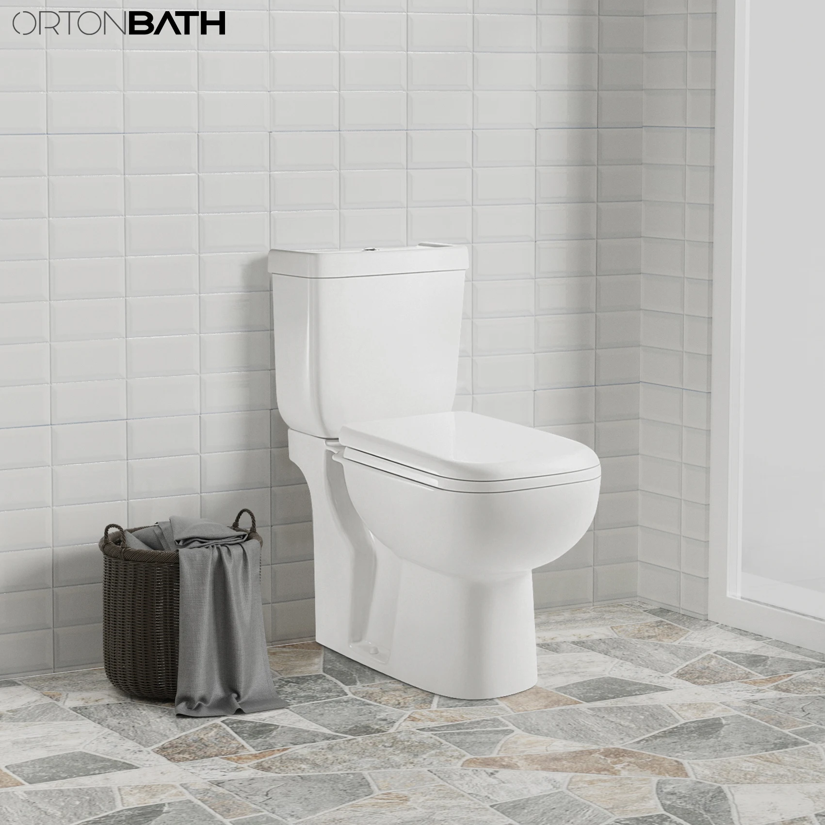 ORTONBATH новый дизайн Великобритания Европа низкая цена двойной смыв ловушка для унитаза из двух частей туалетный шкаф воды туалет с мягким закрытым чехлом сиденья