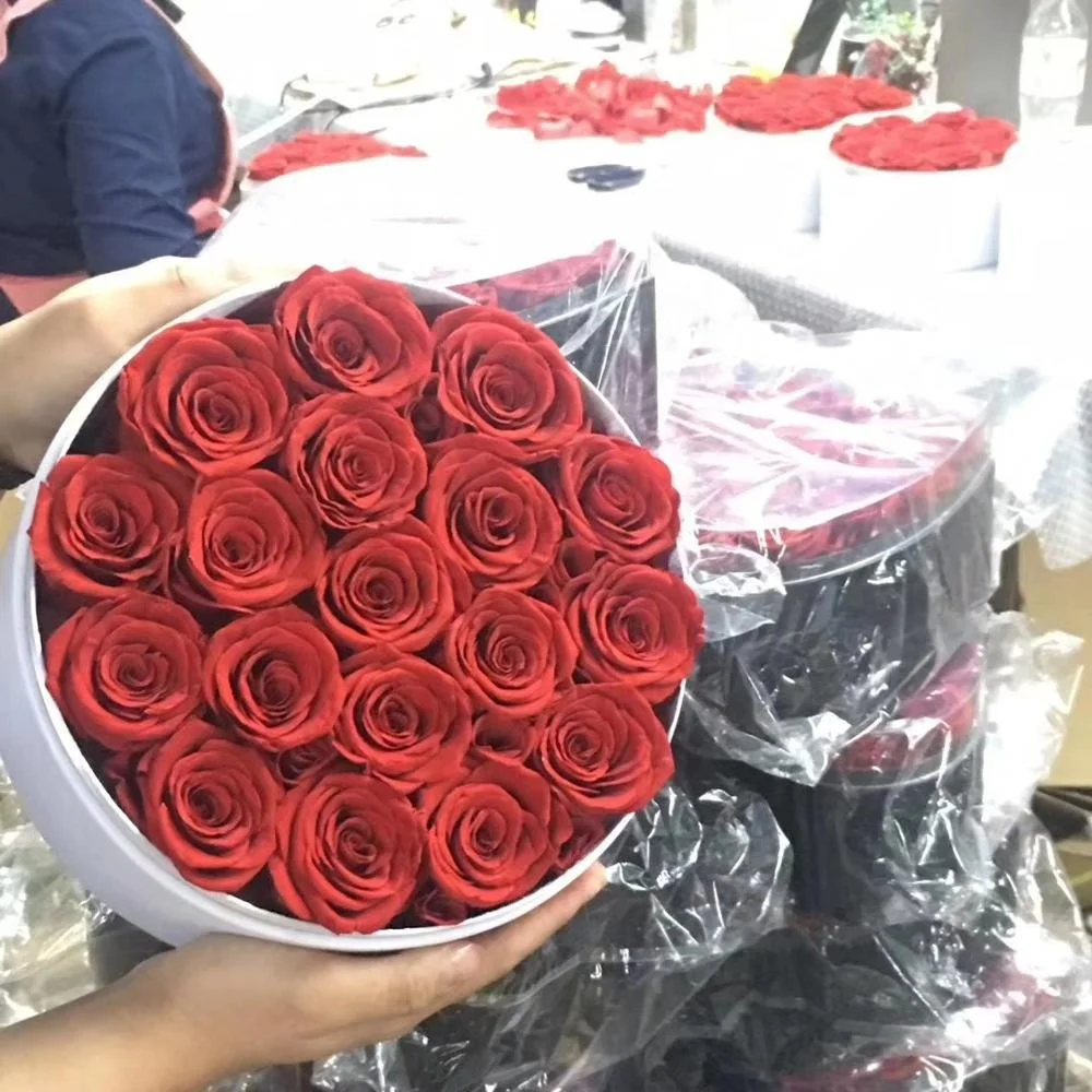 Preserved rose in round box wedding roses decoration roses for Christmas eternal flower