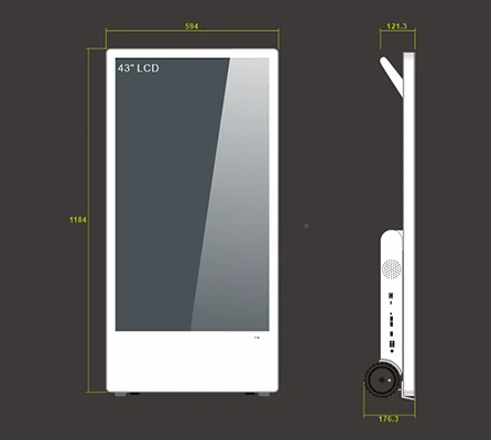 43' Digital Poster Foldable Portable LCD Advertising Screen Battery Powered Retail digital display
