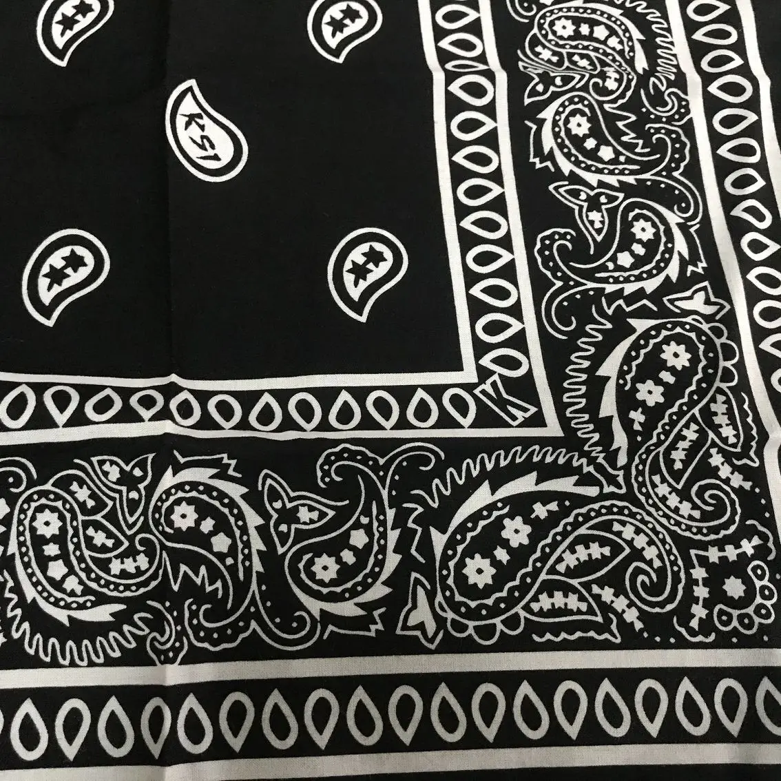 Paisley design with customized logo print cotton square bandana