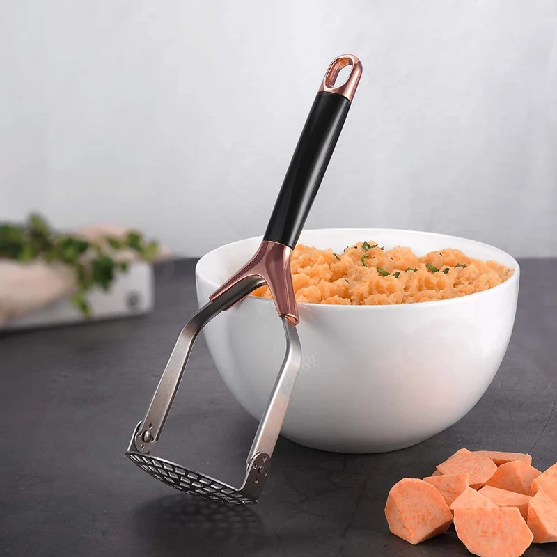 Stainless Steel Potato Masher -with Garlic Press  Cooking and Kitchen Gadget