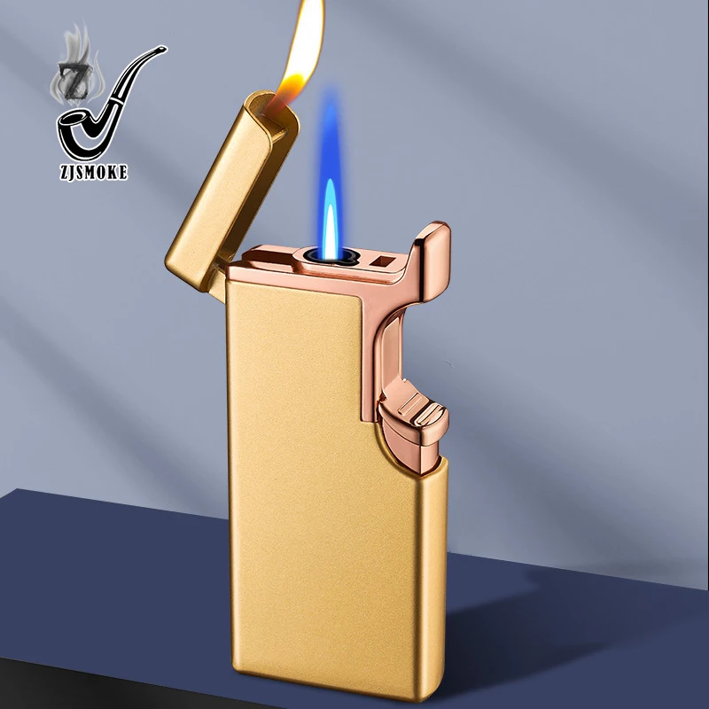 Straight flame gas flame lighter for cigarette Double flame lighter custom logo lighter