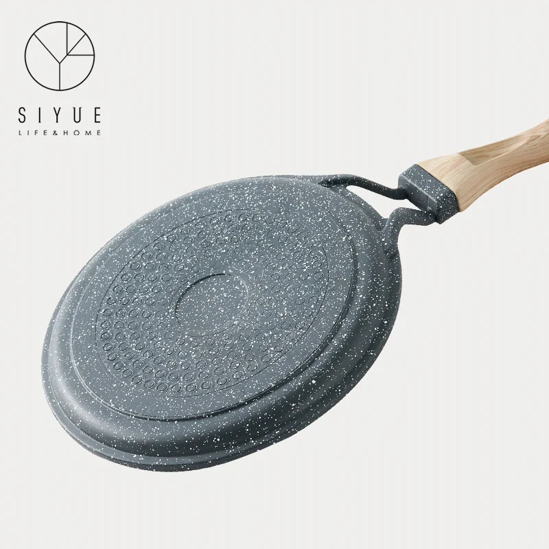 Kitchen Stovetop Egg Cooking Cast Non-stick Cast Iron Frying Pan With Wooden Handle for Saute Grill 3121