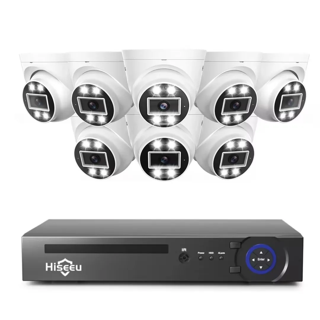 H.265 Ai smart IP66 Outdoor Two-way audio Dome IP indoor Home Cctv kit Poe Security Nvr camera system 4K 8MP
