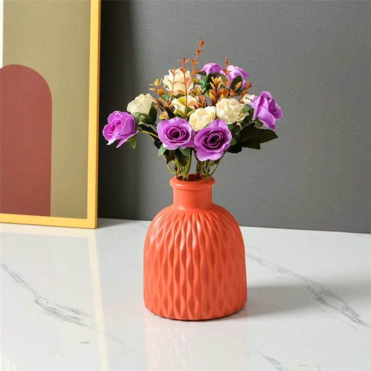 Nordic Artificial Ceramic Flower Vase Flower Pot Plastic White Flower Vase For Home Decor