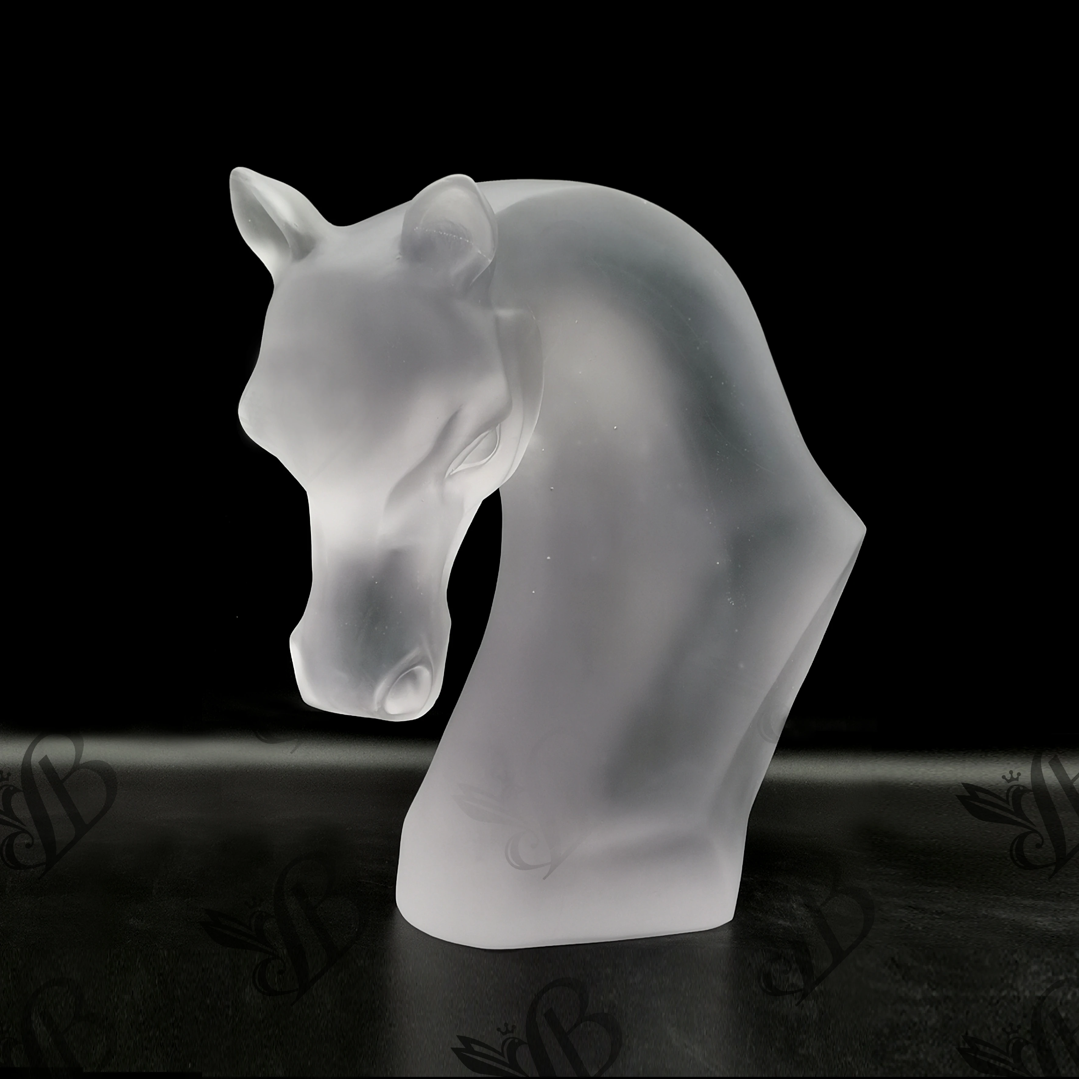Luxury Lalique style crystal large Horse statue animal figurine for  office hotel ornament