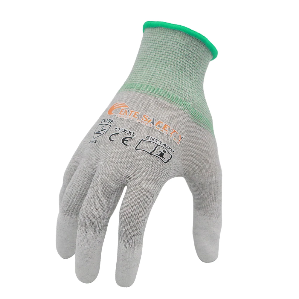 ENTE SAFETY Anti-Static Gloves Wholesale Lightweight Carbon Fiber PU Nitrile Touchscreen Safe Precision Work Gloves Handling