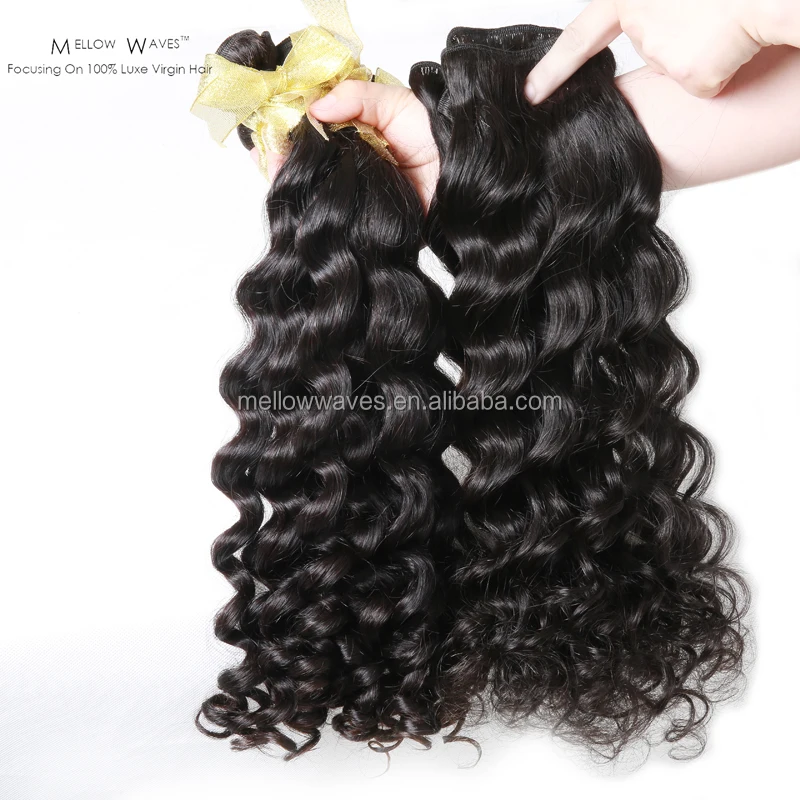 mellow waves Wholesale price Virgin Brazilian loose deep wave bundles Human Hair,Brazilian Hair Bundle with lace closure