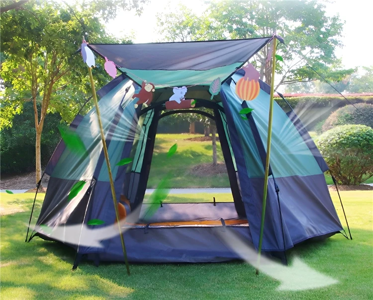 Polyester oxford fabric  5 person double camping easy up tent camping gear for camping price