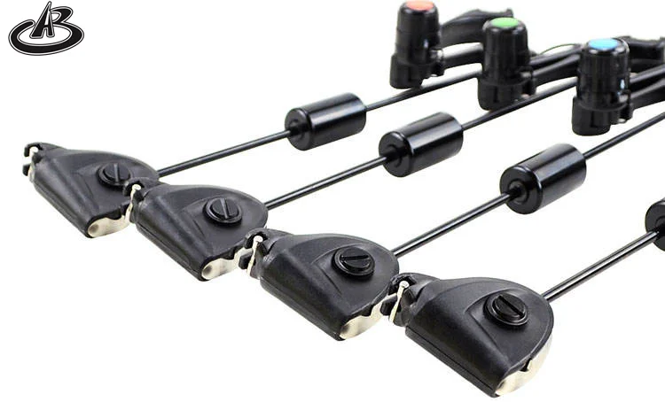 Carp Fishing Swingers Set in Case Illuminated drop off Indicators Led 4pcs colors in zipped protection fishing case