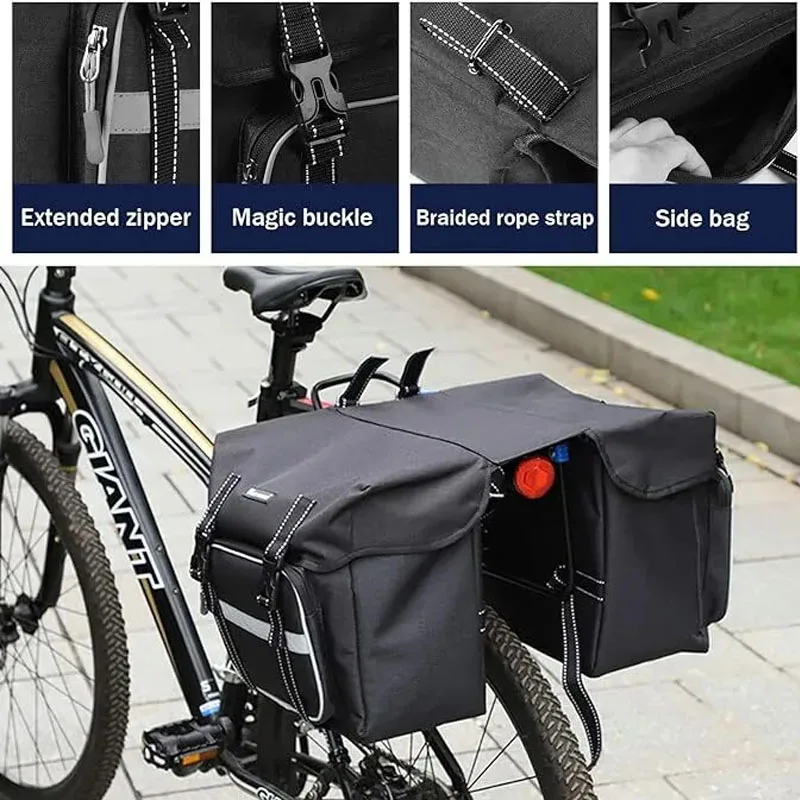 Bike Bag Bicycle Panniers Rear Rack Bag 28L Large Capacity Water Resistant Bicycle Trunk Saddle Bag for Shopping
