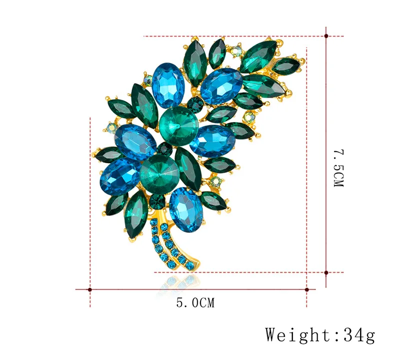 Crystal Peacock Feather Brooch Enamel Pins Brooches Wedding Accessories Retro Fashion Brooch For Cloth Women Gift