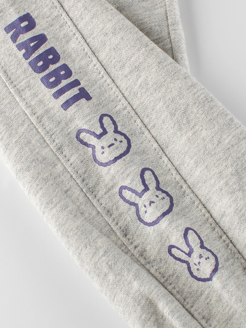 Antumn And Winter Custom Girls Terry Knitted Fabric Casual Sweatpants Cartoon Warm Cotton Pants