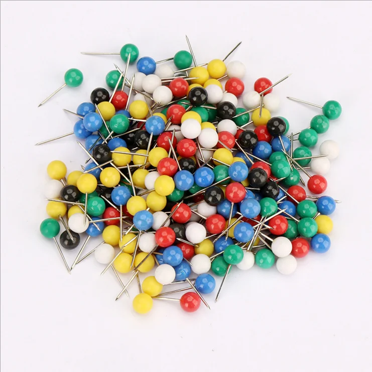 Wholesale Decorative Round Straight Pearl Head Patchwork big plastic ball head map push pins