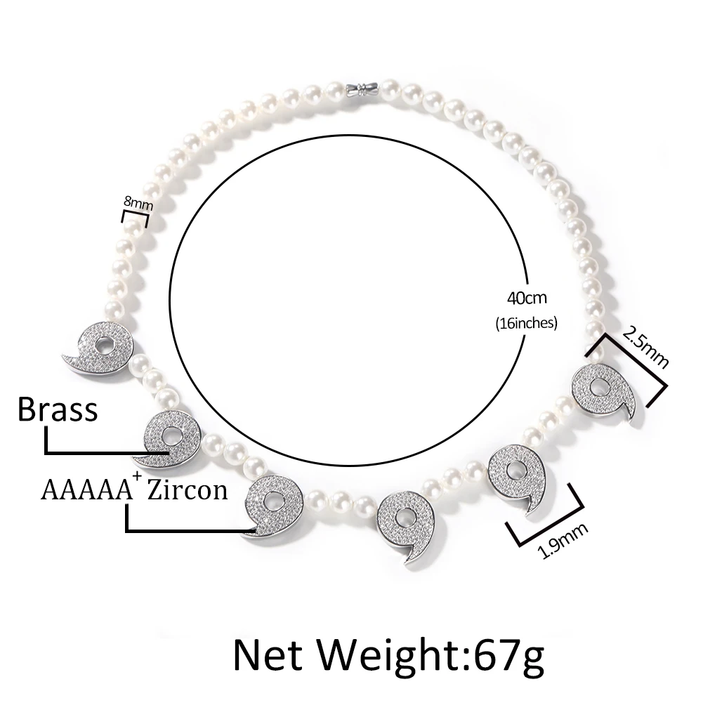 Fashion vintage pearl necklace light luxury number 6 aaaaa cz chain choker design sense pearl necklace for women jewelry