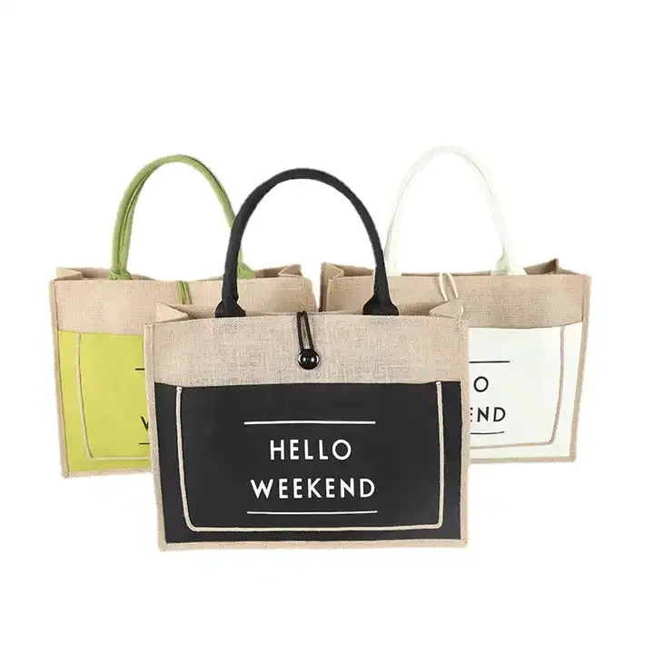 Wholesale Custom Marking Linen Environmental Protection Tote Bag DIY Handle Buckle Advertising Gift Sack