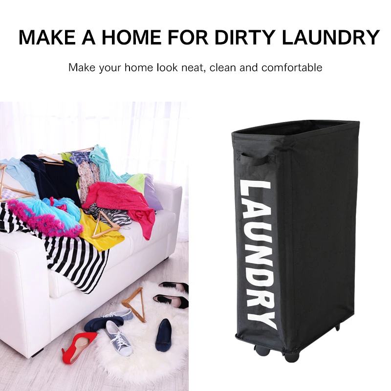 Collapsible Fabric Laundry Hamper Foldable Laundry Bag Handles Waterproof Washing Bag Laundry Storage Basket with Wheels