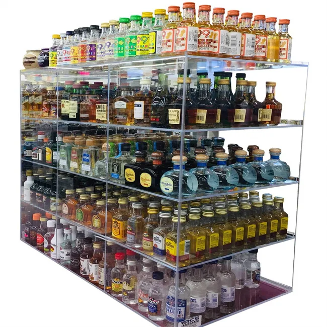 Commercial Retail Acrylic Display for Mini Sampler 50ml Liquor Shot Airplane Bottles display