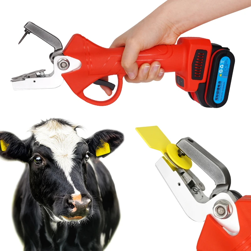 Aluminum Alloy Portable Animal Ear Tagger Black/Red Cattle Sheep Ear Tag Applicator Electric Ear Tag Plier