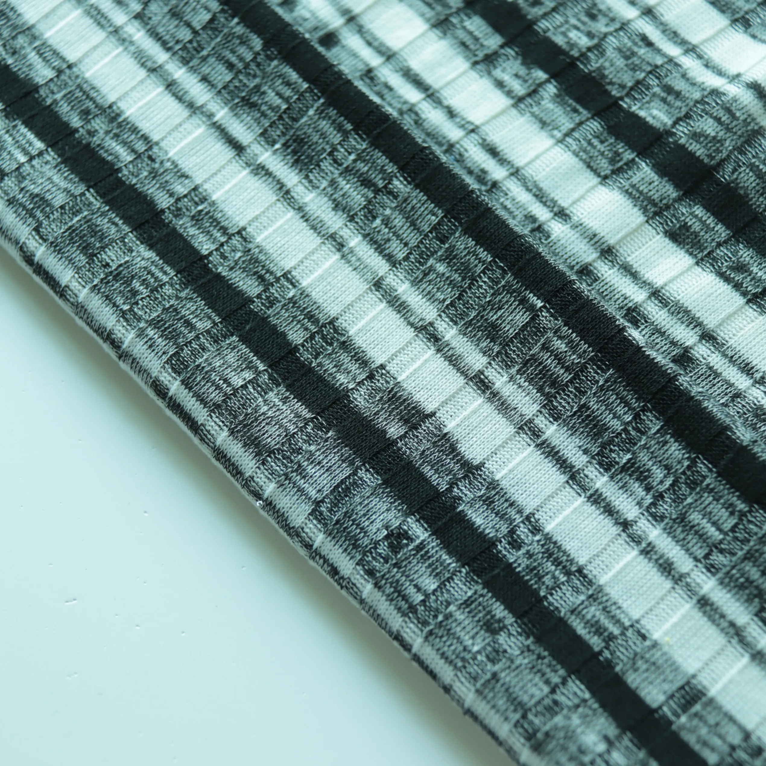 4*8 stretch poly rib black white color yarn dye stripe knit jersey fabric