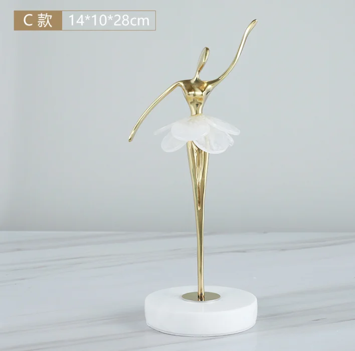 Abstract Zinc Alloy Metal Home Decoration Sculpture Ballet Dancers Statue Ornaments Handcraft Gold Color