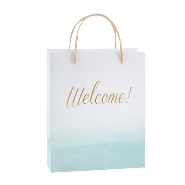 Customized with logo white kraft gift paper shopping bag welcom small kraft paper bag china with handle