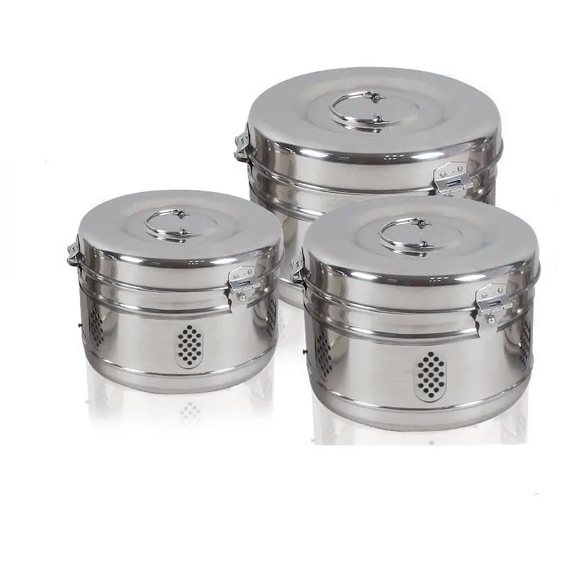 Hospital Sterilizing Drums High Grade Stainless Steel Surgical Holloware Instruments Dressing Drums