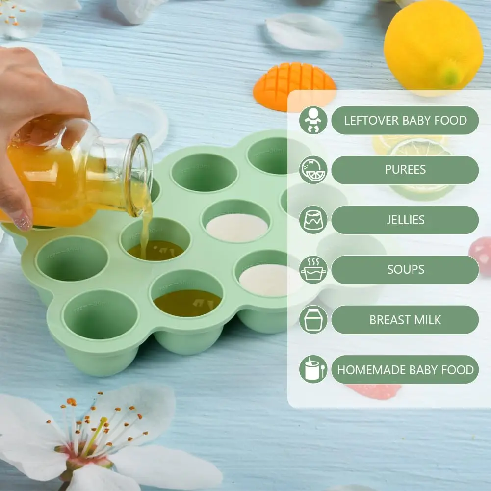 KingKam Reusable Silicone Baby Food Freezer Storage Tray for Food Vegetable Fruit Puree and Breast Milk