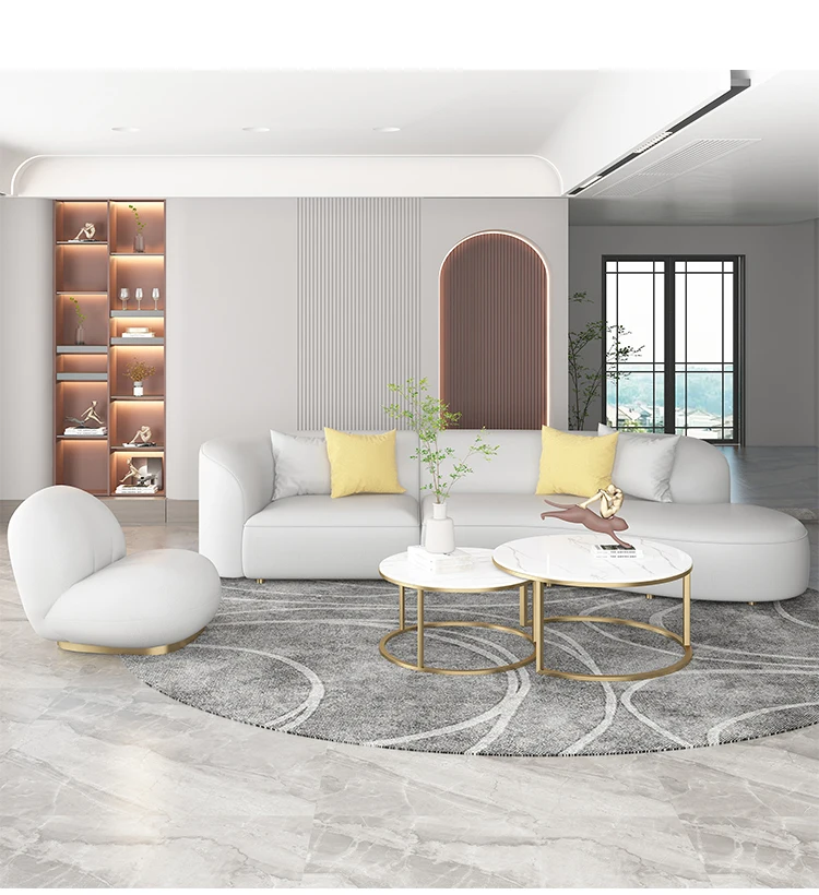 Nordic curved fabric sofa simple modern sofa for living room