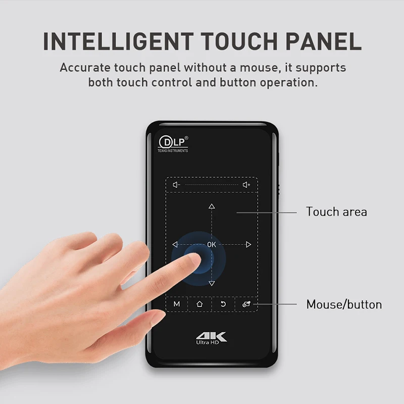 Hot sales touch 4k 3D mini LED Android 9.0 Projector P09 II for business home 1G+8G