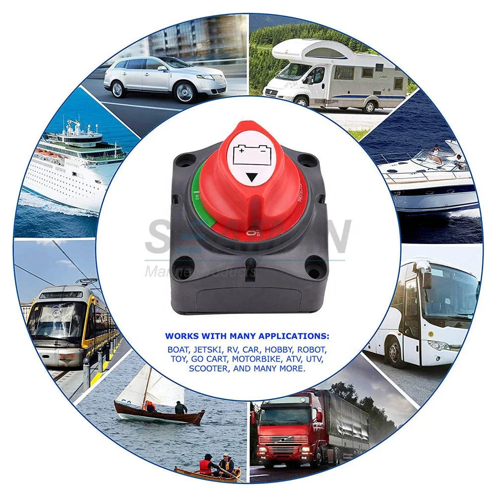 Heavy Duty Waterproof 12V-48V Battery Cut Off Switch (On/Off) for Marine, Boat, Camper, RV, Truck, Trailer Vehicles