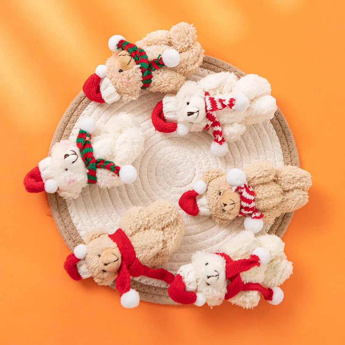 Christmas Mini Brown Bear Teddy Bear Christmas Decoration Stuffed Doll