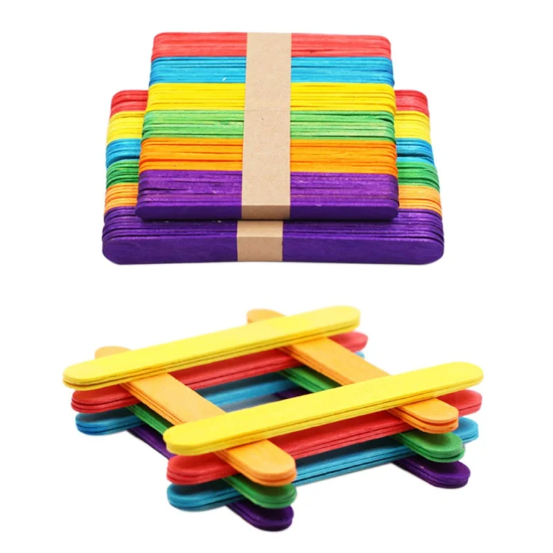 50PCS Eco-Friendly Birch Wood Craft Stick Length 11.5&6.5CM Handwork Art Craft Ice Cream DIY Popsicle Sticks Kitchen Accessories